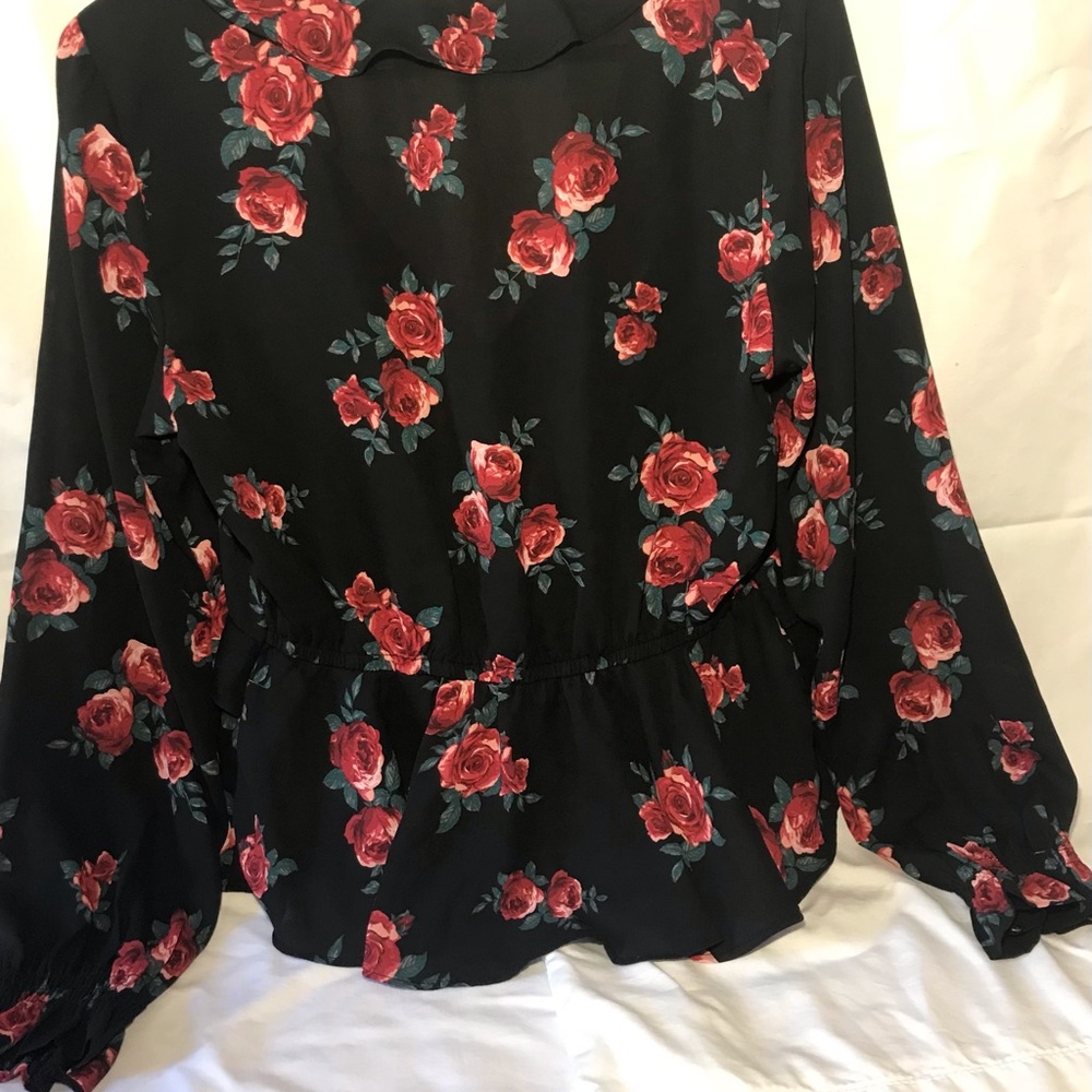 Black Sheer Floral Top